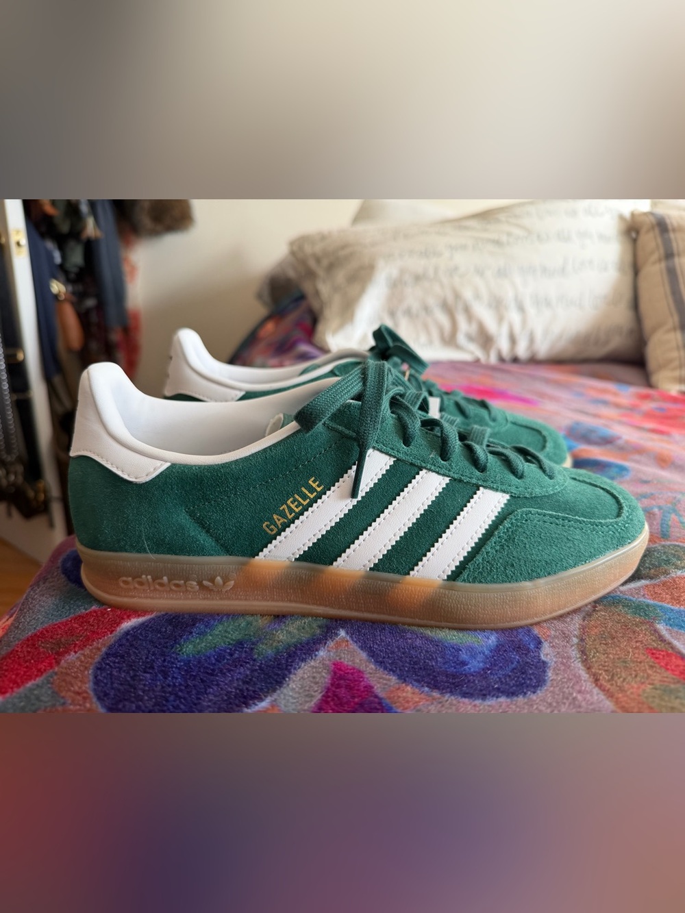 Adidas Gazelle Men’s Suede Sneaker in Green and White